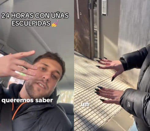 Amigos se ponen uñas postizas para saber cómo es