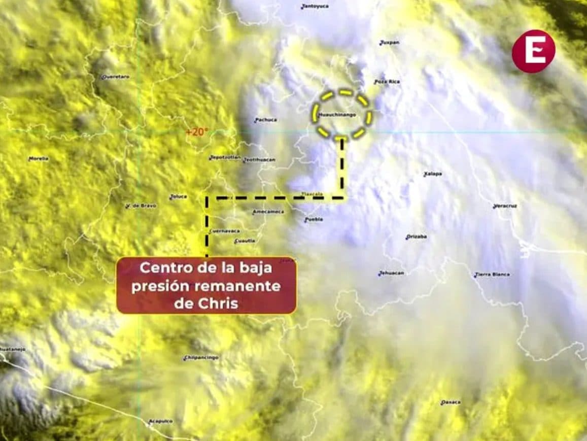 ‘Chris’ se debilita sobre Puebla y ahora es baja presión remanente