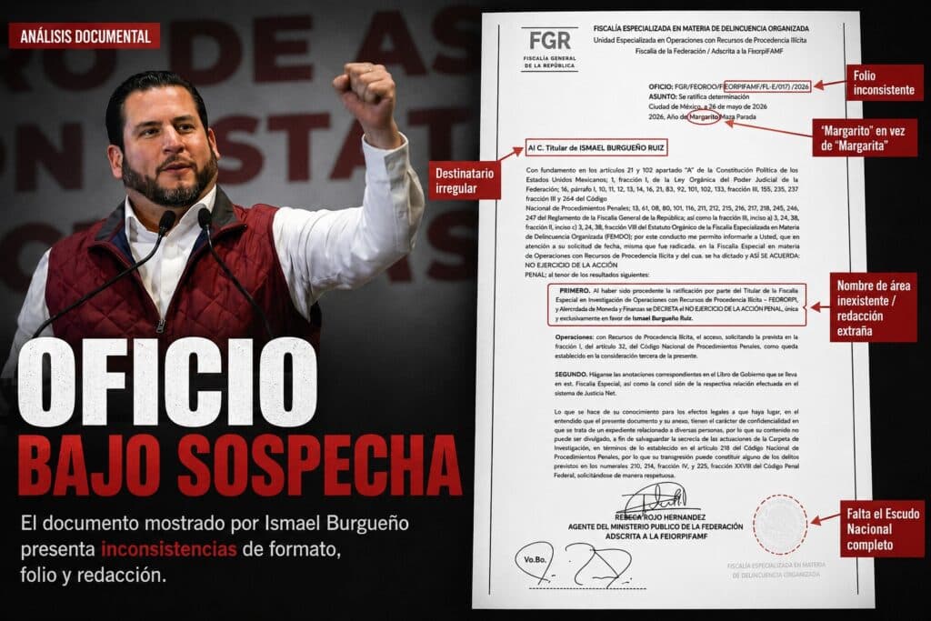 Ismael Burgueño Ruiz presenta un documento de la FGR con inconsistencias en su registro para la gubernatura de Baja California.