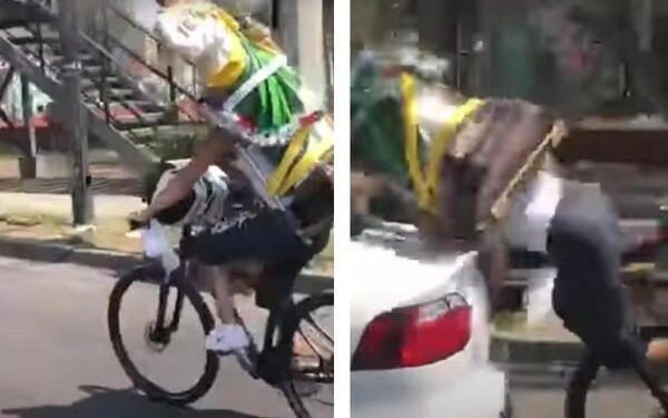 Ciclista salvado de accidente por un viajero del tiempo