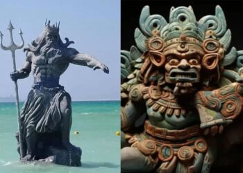 Yucatecos planean “derribar” estatua de Poseidón y entregar sus restos a dios maya